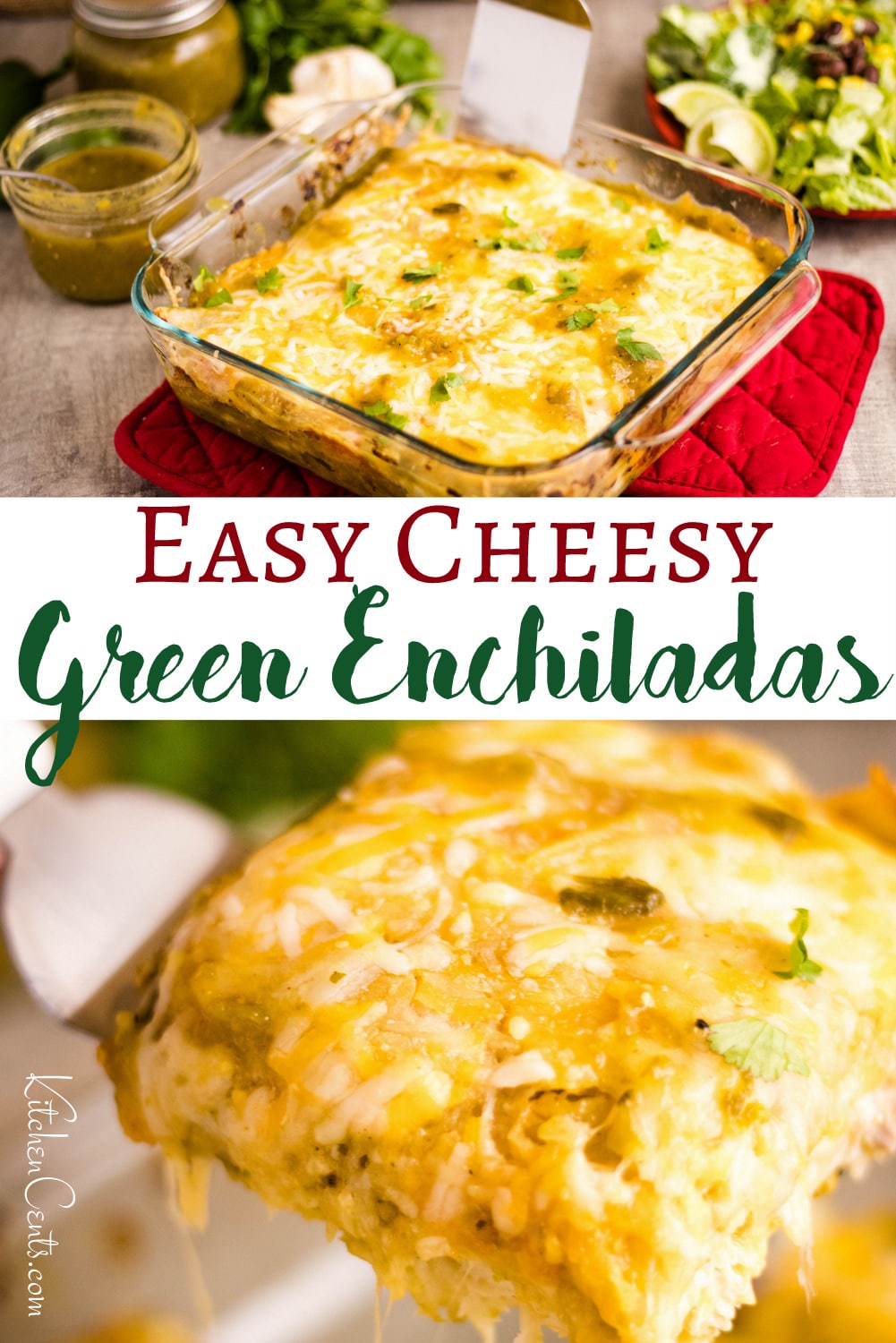 Easy Cheesy Green Enchiladas with Home Canned Sauce | Kitchen Cents