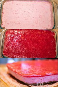 Layer bars with crust, mousse filling then strawberry jello mixture | Kitchen Cents