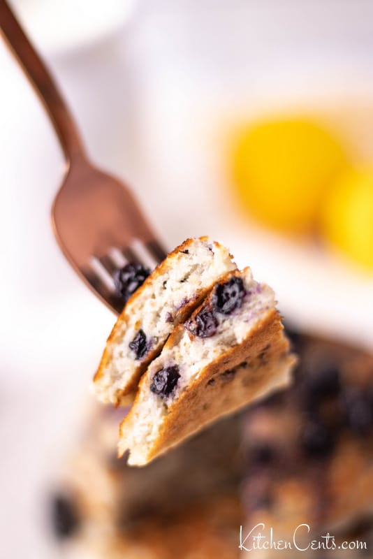 Take a bite Gluten Free Lemon Blueberry Pancakes | Kitchen Cents
