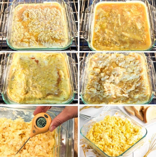 step by step how to make baked scrambled eggs for a crowd