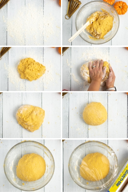 Kneading and letting dough rise a step by step process