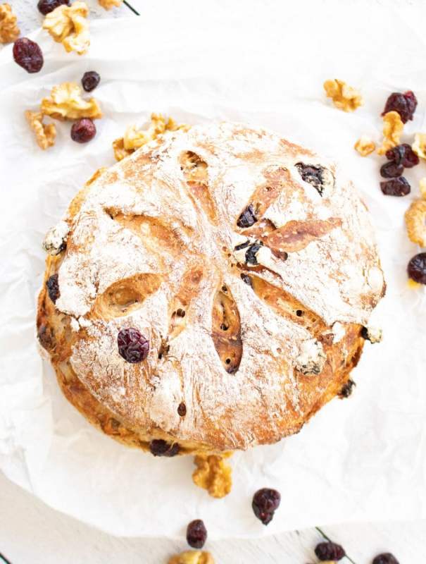 Great holiday bread Easy no-Knead Cranberry Walnut Bread | Kitchen Cents