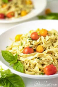 Garlic Butter Noodles with Tomatoes and Basil | Kitchen Cents