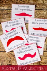 Mustache Valentine | 21+ Free Printable Valentines non-food perfect for kids