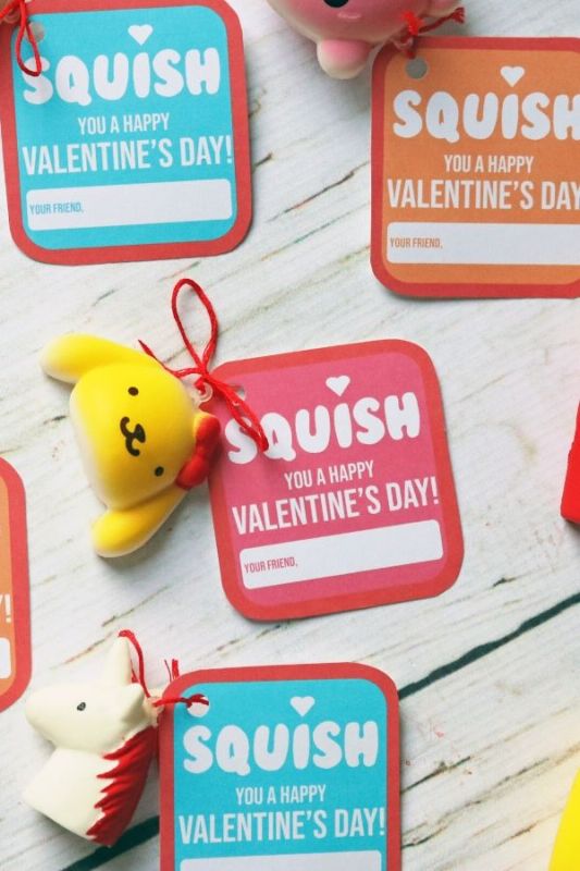 Squish You A Happy Valentine's Day Valentine | 21+ Free Printable Valentines non-foodlentines non-food perfect for kids