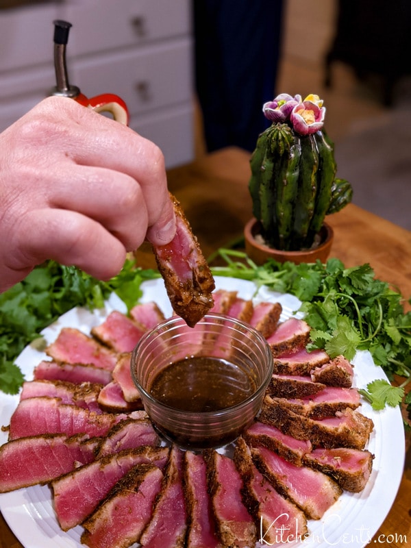Spicy soy wasabi dipping sauce for seared ahi tuna appetizer | Kitchen Cents
