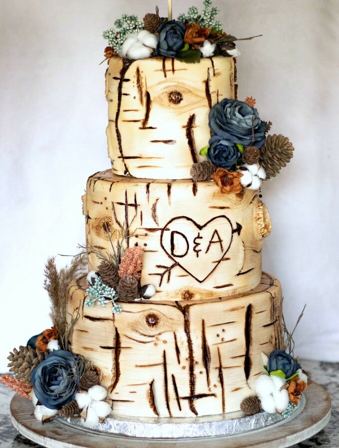 Rustic aspen tree wedding cake |Kitchen Cents
