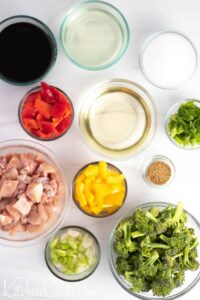 Ingredients to make Healthy Teriyaki Chicken Rice Bowl with veggies Kitchen Cents
