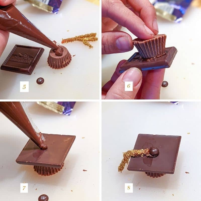 How to make the base of an edible chocolate graduation cap for graduation cupcakes | Kitchen Cents