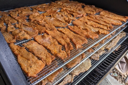Jerky racks can be used to make large quantities of jerky and one time