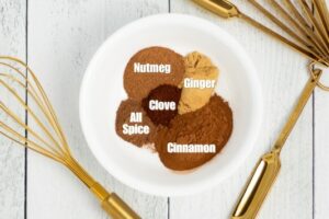 Bowl with 5 ingredients to make pumpkin pie spice blend | Kitchen Cents