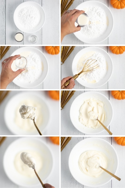 Step by Step picture collage of how to make simple homemade icing
