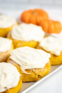 Easy Pumpkin Rolls with cream cheese frosting