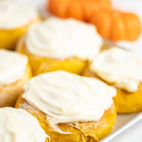 Easy Pumpkin Rolls with cream cheese frosting