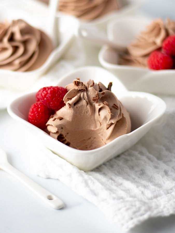 Smooth Easy Chocolate mousse using 3 ingredients and only 5 minutes to make. A Kitchen Cents Recipe
