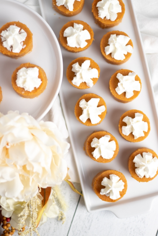 Mini Pie rounds top down with whipped cream.